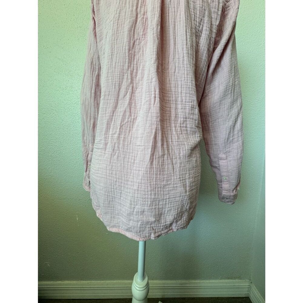 J. Crew Women's Light Pink Crinkled Button-Up Blouse Long Sleeve SZ S - Picture 7 of 12